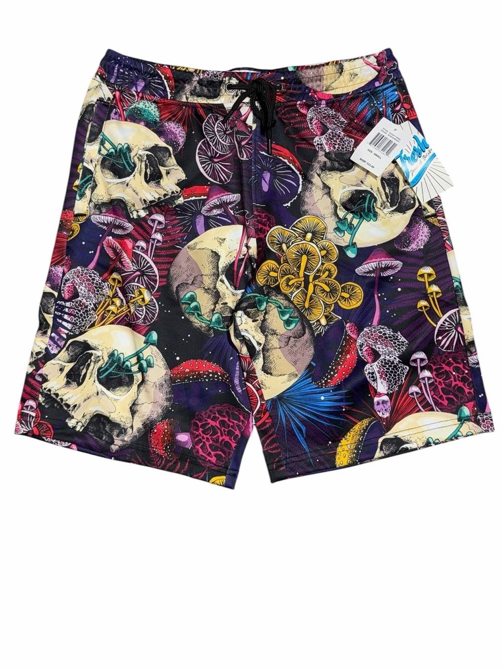 NWT fresh Purple Neon Skull & Mushroom Swim Trunks